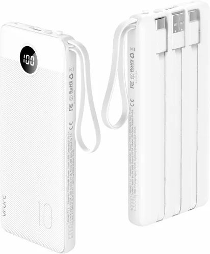 Miniatura 10 de VRURC Cargador Portátil, Banco de Energía Delgado de 22.5W Carga Rápida, Cargador de Teléfono Portátil USB C de 10000mAh, Paquete de Batería