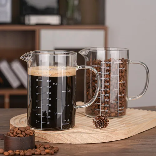 Miniatura 2 de BCnmviku Taza medidora de vidrio de 500ML 2 tazas con asa, vidrio de borosilicato alto tres escalas
