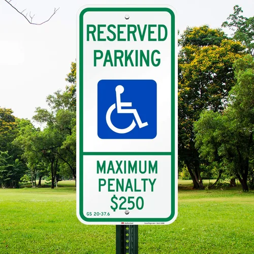 Miniatura 6 de SmartSign - Letrero de estacionamiento reservado para discapacitados - Penalización máxima de $250 pulgadas 12 x 26 pulgadas, aluminio reflectante