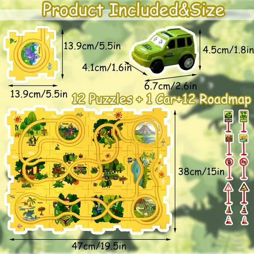 Miniatura 2 de Regalo de Cumpleaños para Niño de 4 Años, Set de Pista de Carros Rompecabezas para Niños con Mapa de Carretera, Set de Juego de Carros de Pista