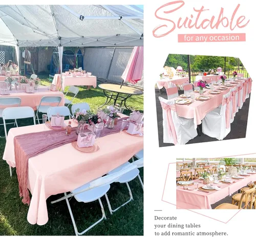 Miniatura 189 de Showgeous Paquete de 4 manteles redondos color rosa intenso de 120 pulgadas de poliéster para mesas redondas, manteles de tela decorativa lavable