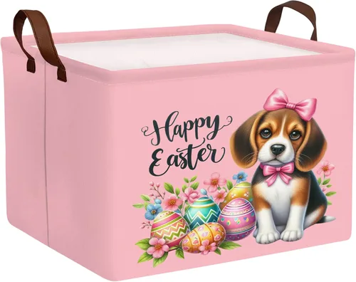 Miniatura 17 de Cestas de Pascua de dinosaurio grandes para niños, cesta de Pascua personalizada para bebé, color azul, decoración de primavera para niños