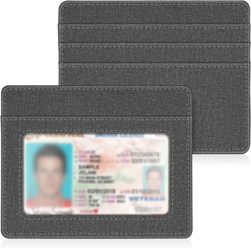 Miniatura 18 de Fintie Billetera delgada y minimalista para bolsillo frontal, con bloqueo RFID, tarjetero y ventana de identificación, para hombre o mujer