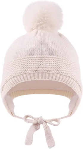 Miniatura 2 de JANGANNSA Básico invierno bebé niños Beanie guantes de punto niñas sombrero con pompón orejeras forro polar cálido niños sombreros mitones