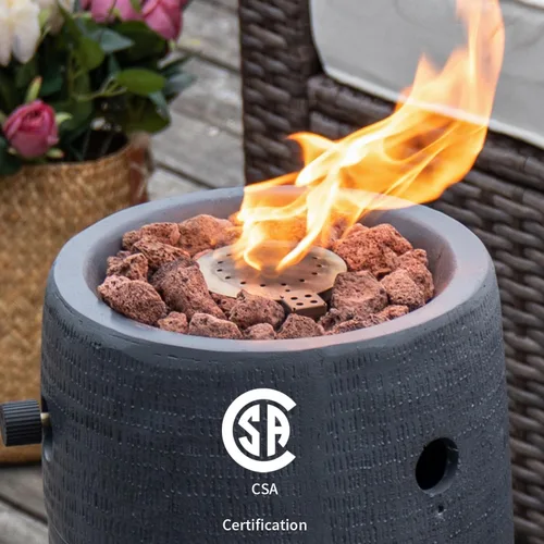 Miniatura 4 de COSIEST Mesa de Hoguera de Propano para Exteriores con Base Redonda Compacta de Piedra Ledge de 11 Pulgadas de Grafito, Certificada, 40,000 BTU