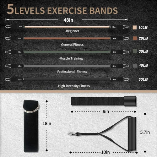 Miniatura 3 de VEICK Bandas de resistencia, bandas de ejercicio, bandas de entrenamiento, bandas de resistencia para entrenar con asas para hombres y mujeres, Gris