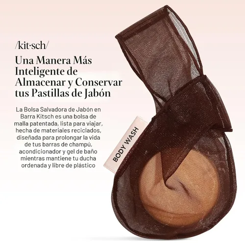 Miniatura 2 de Kitsch Bolsa protectora de jabón para barra – Bolsa de jabón de malla patentada para barras de champú y acondicionador – Extiende el uso y evita