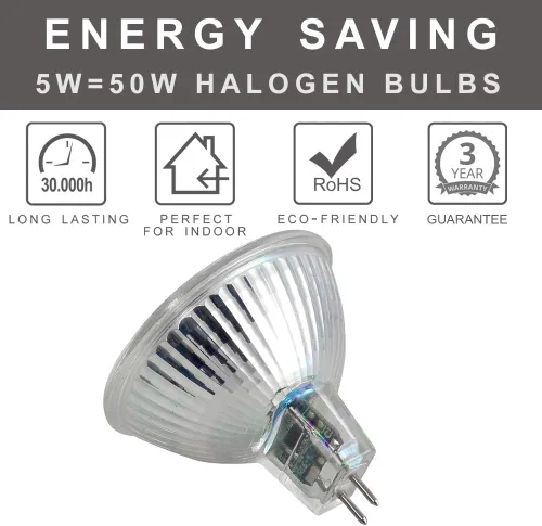 Miniatura 6 de FTL Bombilla LED MR16, no regulable, 5000 K, luz diurna, vidrio blanco, 5 W, CA/CC, 12 V, 50 W, equivalente a halógeno, 500 lm, GU5.3, base bipin