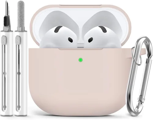 Miniatura 38 de Ljusmicker – Funda para AirPods 4 (2024) con cierre magnético en la tapa y juego de limpieza, funda protectora de silicona suave para Apple AirPods