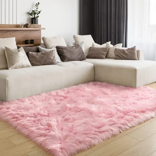 Miniatura 22 de LOCHAS Alfombra mullida ultrasuave, alfombra de pelo sintético de oveja, para el dormitorio, para colocar junto a la cama, para la sala