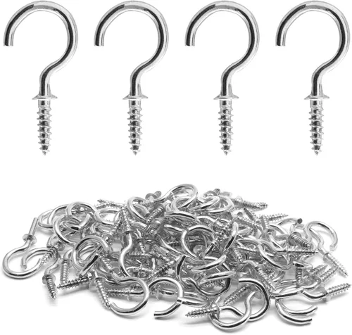 Miniatura 11 de Biaungdo 60 ganchos para tazas de techo de 1 pulgada, ganchos de tornillo, ganchos de taza de techo, ganchos autorroscantes, color negro