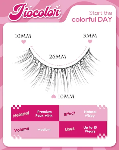 Miniatura 2 de Pestañas cortas de aspecto natural, pestañas postizas sutiles rizadas en C, pestañas postizas de volumen, pestañas de visón de 10mm, paquete