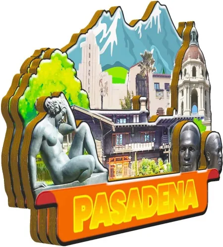 Miniatura 2 de Pasadena California USA imán de madera para nevera, monumentos 3D, recuerdos coleccionables, decoración hecha a mano -1433