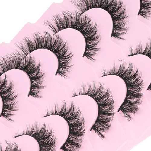 Miniatura 127 de Veleasha Pestañas postizas de manga puntiagudas, 100% hechas a mano, aspecto natural, pestañas postizas ligeras con banda transparente suave