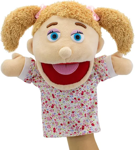 Miniatura 12 de Marionetas de mano familiares, Marionetas para niños para representar a los miembros de la familia 34 cm Marionetas multiétnicas de peluche suaves