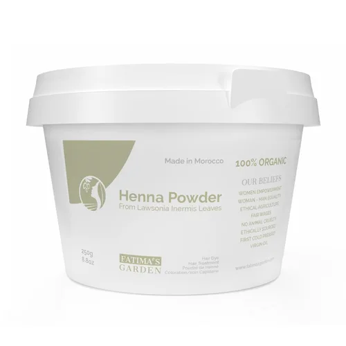 Fatima's Garden Polvo de henna marroquí puro, 100% natural, tinte y tratamiento para el cabello, 8.82 oz
