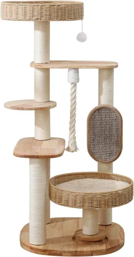Miniatura 9 de Árbol de madera para gatos grandes, torre alta para gatos con poste rascador para gatos de interior, condominio para gatos de varios niveles