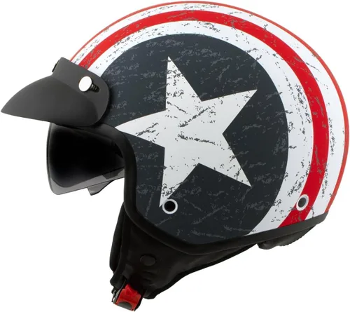 Miniatura 6 de Casco Milwaukee MPH9701DOT Maverick 3/4 de Cara Abierta con Barras y Estrellas para Motociclista, Casco DOT - Pequeño