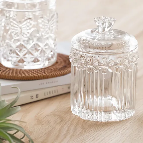 Miniatura 8 de rejomiik Paquete de 2 tarros de vidrio con tapas para boticario, accesorios de baño, organizadores de tocador y recipiente de almacenamiento