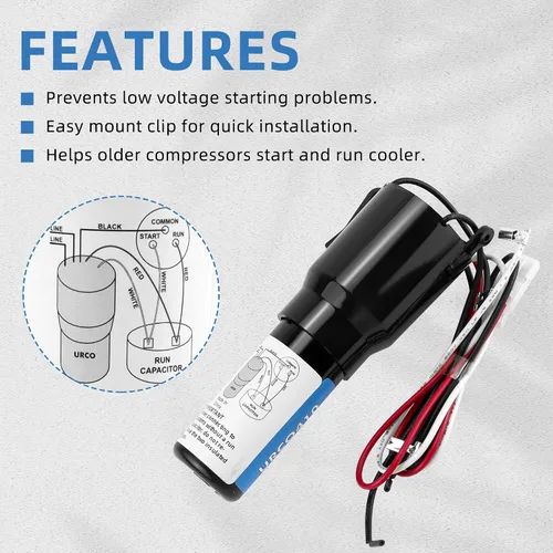 Miniatura 3 de Upgrades URCO410 Kit de arranque forzado 3 en 1 para refrigeradores y congeladores por AMI PARTS -1/4 a 3 en 1 Relé de arranque - Capacitor