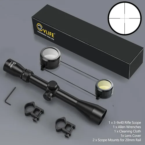 Miniatura 7 de CVLIFE 3-9x40 Optics R4 Reticle Crosshair Alcance con monturas de alcance Negro