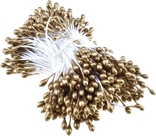 Miniatura 24 de HAHIYO 1000 piezas de 0.039 in negro perla doble cabeza flor Pistilo para hacer flores, decoración de álbumes de recortes, mini hecho a mano