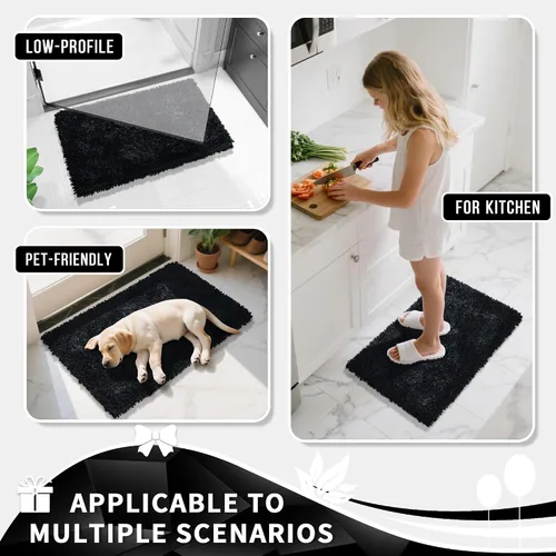 Miniatura 6 de Yimobra Juego de 2 alfombras de baño, alfombra de baño suave y absorbente y alfombra de inodoro en forma de U con respaldo antideslizante, alfombras