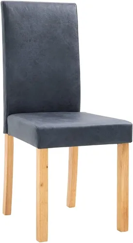 Miniatura 3 de Juego de 4 sillas de comedor modernas de estilo rústico tapizadas de gamuza sintética gris con patas de madera para comedor, sala de estar, muebles