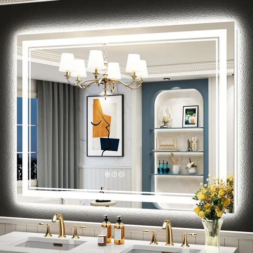 Miniatura 18 de 30x36 Espejo de baño LED con luces, retroiluminado y luz frontal, espejo de tocador iluminado antivaho para pared de baño, 3 colores, regulable
