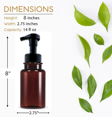 Miniatura 2 de Dispensador de jabón espumoso de 14 oz botella de plástico recargable para cocina, baño, oficina (2-ámbar/negro) wide opening, easy refills, for