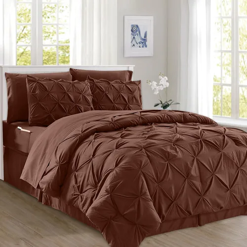 Miniatura 12 de Elegant Comfort Juego de edredón con pliegues pinzados de 8 piezas - Cama completa en una bolsa para todas las estaciones, incluye juego de sábanas