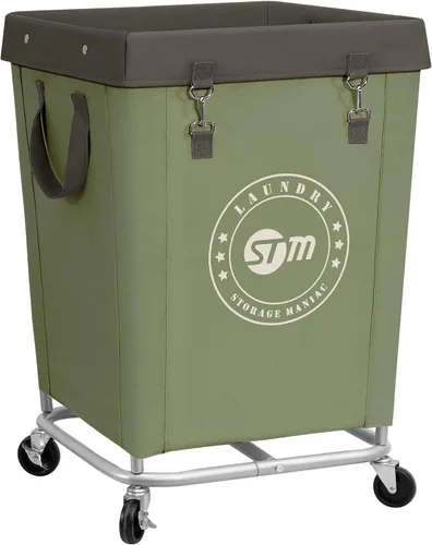 Miniatura 13 de STORAGE MANIAC Cesto de lavandería comercial con marco de acero resistente, carro de cesta de lavandería industrial de 320 L con ruedas para hotel
