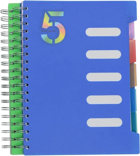 Miniatura 11 de Cuaderno de 5 asignaturas, 1 pieza en azul oscuro de 10 pulgadas x 7 pulgadas B5 en espiral con cubierta de plástico impermeable y suave, 300