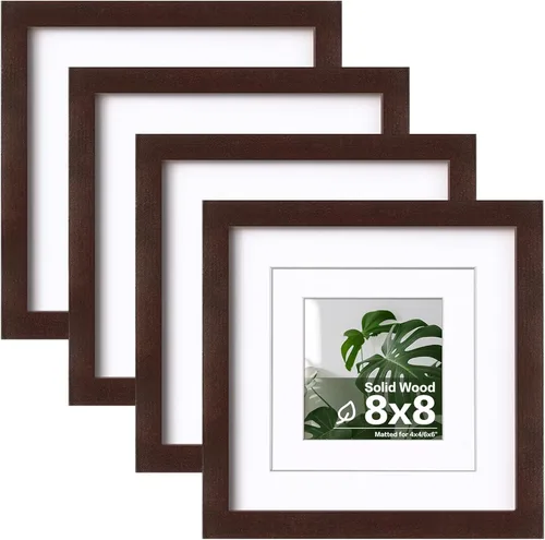 Miniatura 73 de Egofine Juego de 4 portarretratos de 4 x 6, hechos de madera maciza cubierta de plexiglás de 3 x 4.5 pulgadas y 3.5 x 5 pulgadas con paspartú o de 4