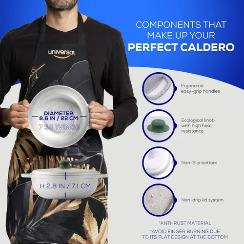 Miniatura 3 de Universal (Tamaño Pequeño) Caldero 7 Tazas - 2.4 QT / 2.3 L, Olla de Aluminio Inoxidable, Distribución de Calor Uniforme y Cocina Rápida, Olla