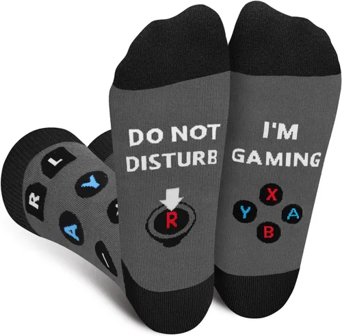 Miniatura 55 de AGRIMONY Calcetines divertidos con texto en inglés «Do Not Disturb Gaming» para hombres, mujeres, adolescentes, niños, Pascua, padres, cumpleaños
