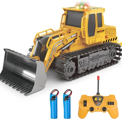 Miniatura 10 de Jiakora - Camión volquete con control remoto para niños, vehículo de construcción RC de 2.4GHz con luces LED, función de volcado de 45°, 2