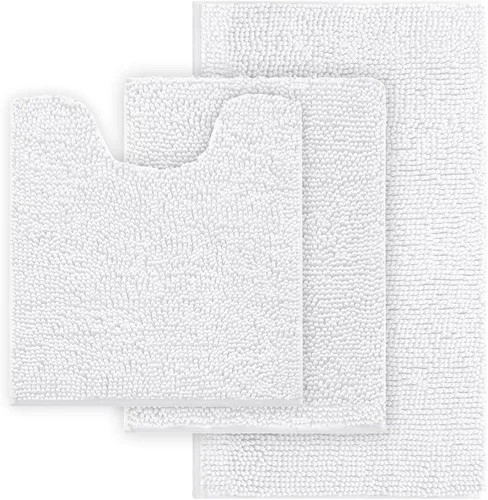 Miniatura 27 de Alfombra de baño azul, súper suave, antideslizante, lavable a máquina, se seca rápidamente, juego de baño ultrasuave de 3 piezas cian-azul