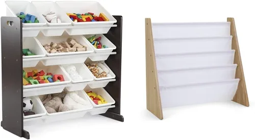 Miniatura 11 de Humble Crew Organizador de juguetes para niños con contenedores de almacenamiento y estantería extragrande de 6 niveles, gris/blanco