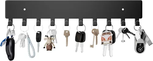 GTK Soporte para Llaves de Pared, Ganchos para Llaves con 10 Ganchos, Soporte de Llaves Montado en la Pared para Pasillo, Estante de Llaves