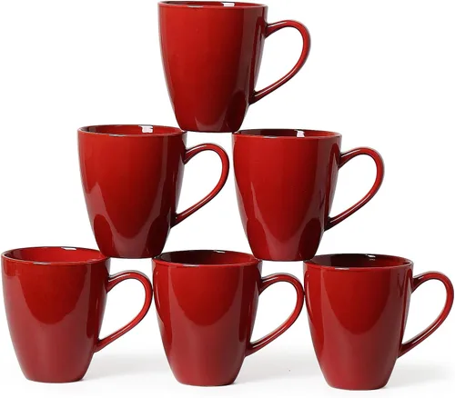 Miniatura 10 de MONITO Juego de 6 tazas de café de 14 onzas, modernas tazas de café de cerámica grandes con asa para té/latte/leche/cacao, divertidas tazas de té
