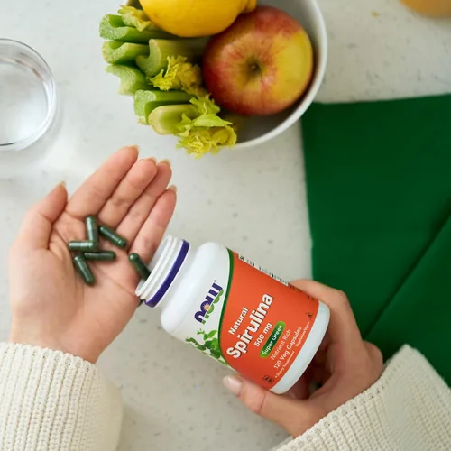 Miniatura 7 de Espirulina NOW de 0.0176 oz, 120 cápsulas vegetales.