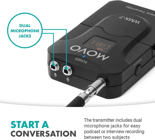 Miniatura 7 de Movo WMX-7-SP Sistema de micrófono inalámbrico Lavalier VHF para teléfonos inteligentes - Micrófono inalámbrico Lav para iPhone y Android - Receptor