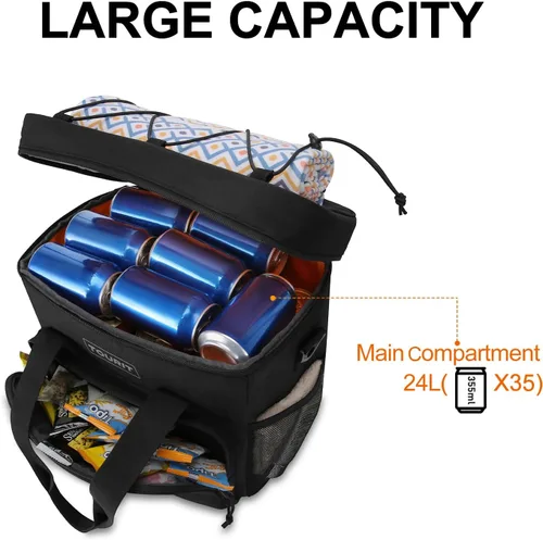 Miniatura 3 de TOURIT Bolsa de enfriador suave pequeña aislada, bolsa de enfriador de almuerzo de 24/35/46 latas, caja de hielo, enfriadores portátiles y a prueba