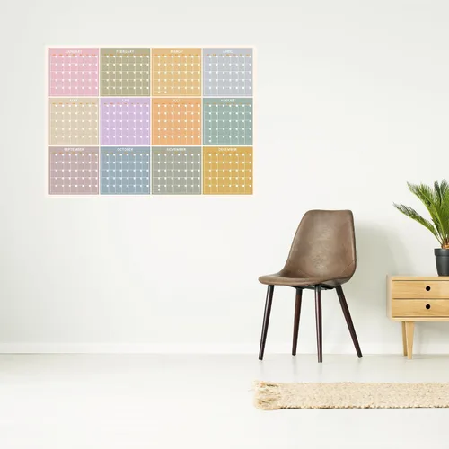 Miniatura 4 de Calendario anual de pared 2026, colorido calendario de pared grande de un vistazo, calendario de 12 meses para pared, una página, horizontal, 32 x
