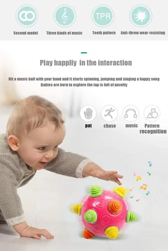 Miniatura 2 de Pelota de baile con música para niños pequeños - Moverse, gatear, rebotar, aprendizaje sensorial para niños y bebés, regalo divertido tanto para Rojo