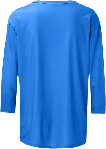 Miniatura 3 de Camisas de manga 3/4 para mujer, blusas casuales de verano 2026, cuello redondo, estampado floral, lindas, blusas holgadas 02 azul
