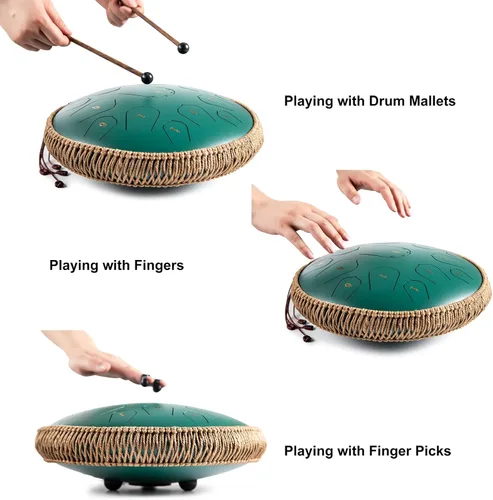 Miniatura 4 de Tambor de Lengua de Acero - HOPWELL 15 Notas 14 Pulgadas Tambor de Lengua - Tambores Hand Pan con Libro de Música, Mazos de Tambor Handpan de Acero