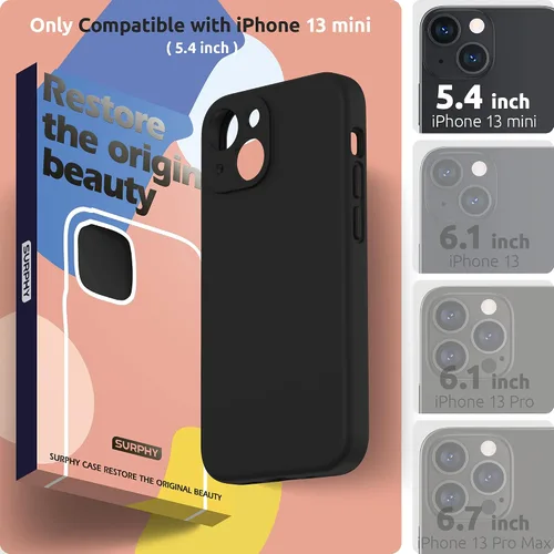 Miniatura 2 de SURPHY Funda compatible con iPhone 13 Mini con protector de pantalla, (protección de cámara y forro de microfibra suave), funda de silicona líquida