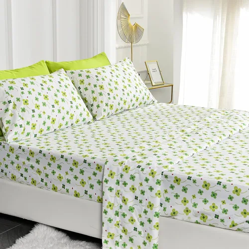 Miniatura 33 de American Home Collection - Juego de sábanas y fundas de almohada estampadas de 6 piezas, con 14 pulgadas de caída; sábanas de microfibra con doble